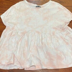 Zara Women’s Pink and White Tie-Dye Top